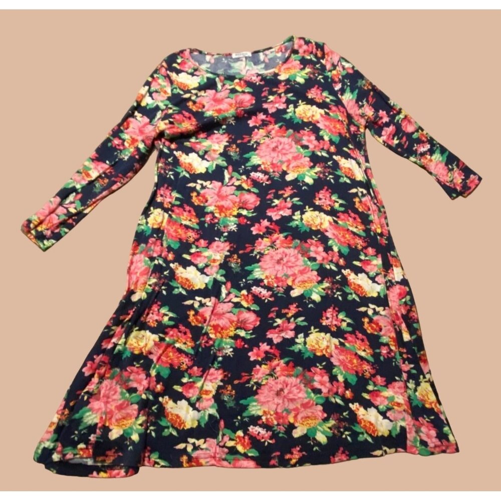 Floral Maxi Dress With Long Sleeves - Meaneor XL Women's Polyester & Spandex